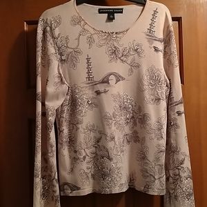 Silk nylon print chaus top